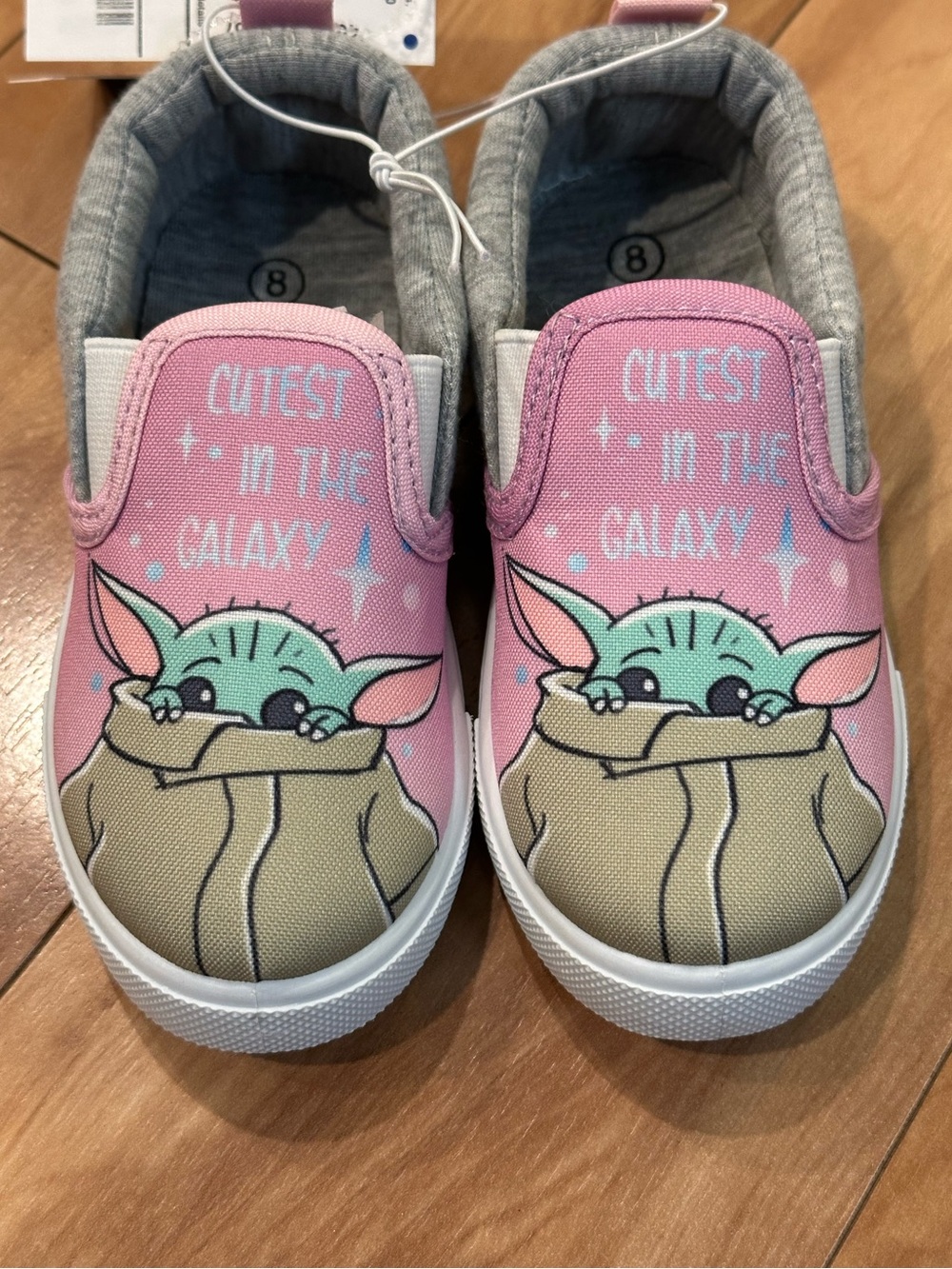 Star Wars Grogu Baby Yoda Pink Slip-On Sneakers Kids Size 8 NWT